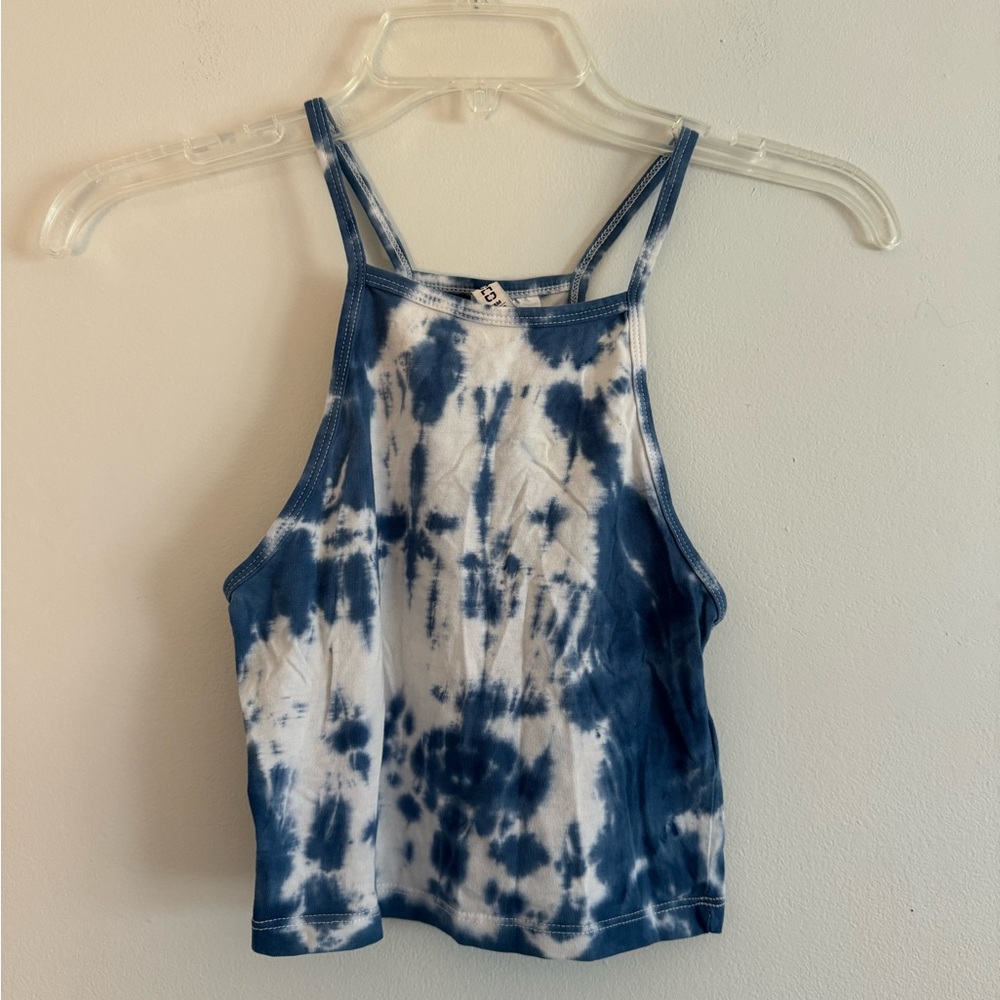 Tie-Dye Blue and White Tank Top crop H&M XS